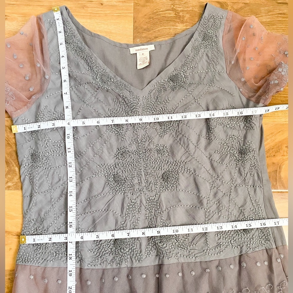Sundance Linen Floral Embroidered Lace Tiered Maxi Dress Cottage Boho Tribal 4 - Picture 13 of 13